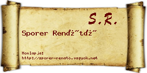 Sporer Renátó névjegykártya